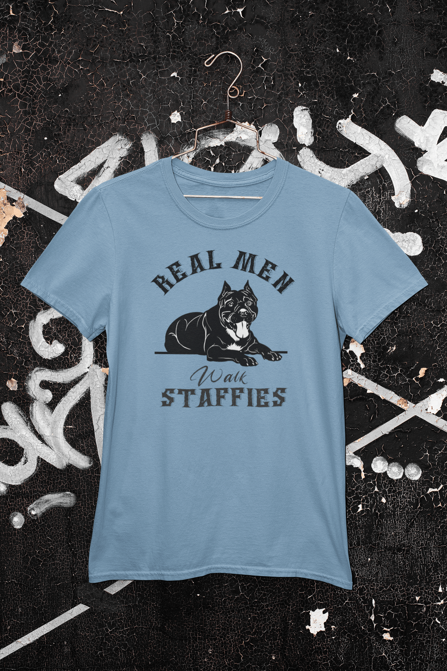 Real Men Walk Staffies T-shirt