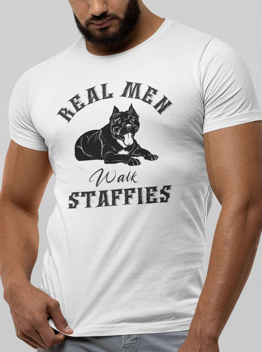 Real Men Walk Staffies T-shirt
